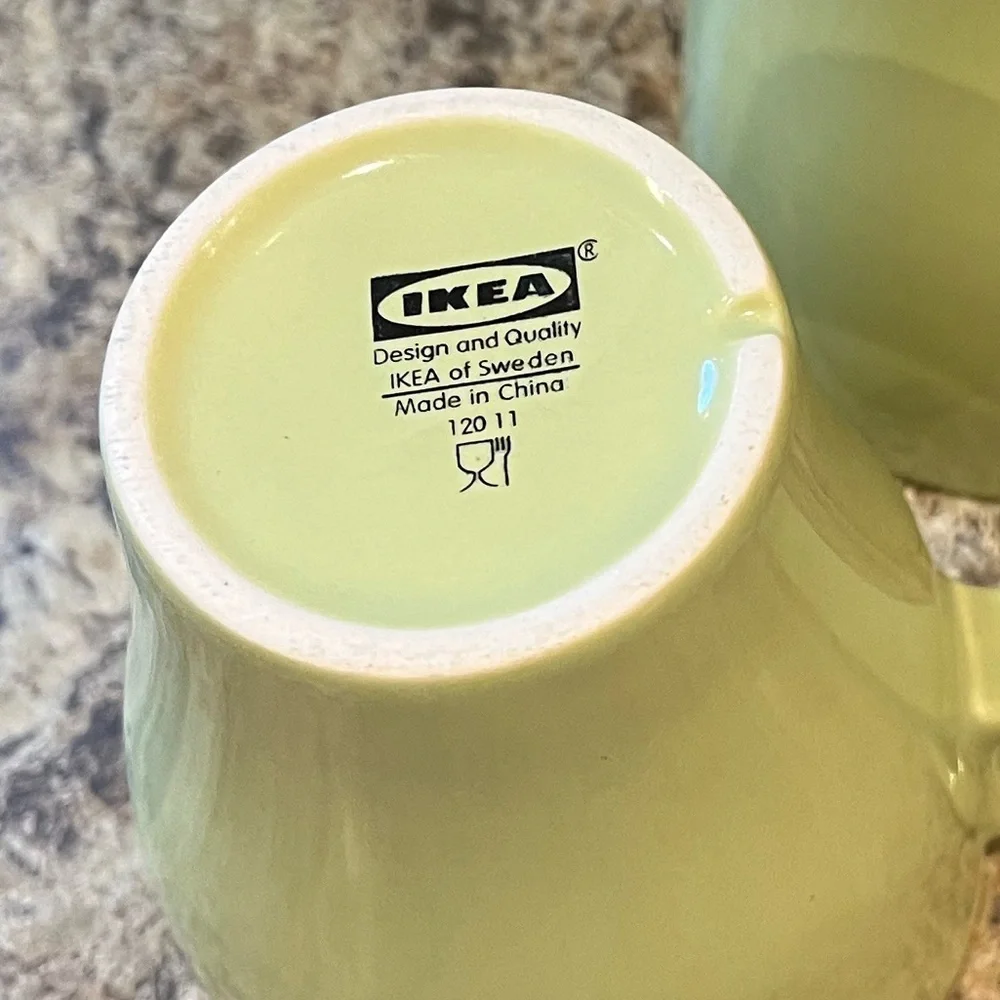 IKEA Coffee FARGRIK Mugs Stackable 8 Oz. Avocado Green Set of 2